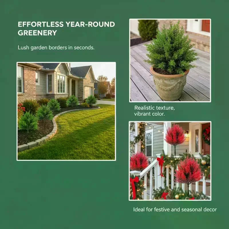 Artificial Cedar Topiary Trees Christmas Decorations Indoor Outdoor Small Realistic Greenery Cedar Pine Tree Home Garden Decor Qme