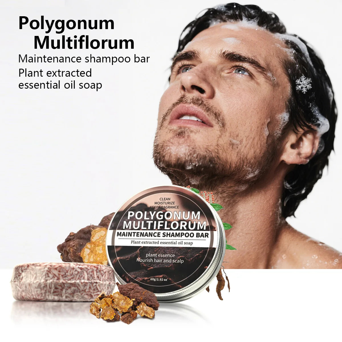 Polygonum Multiflorum Herbal Shampoo Soap Bar Plant Hair Care Qme