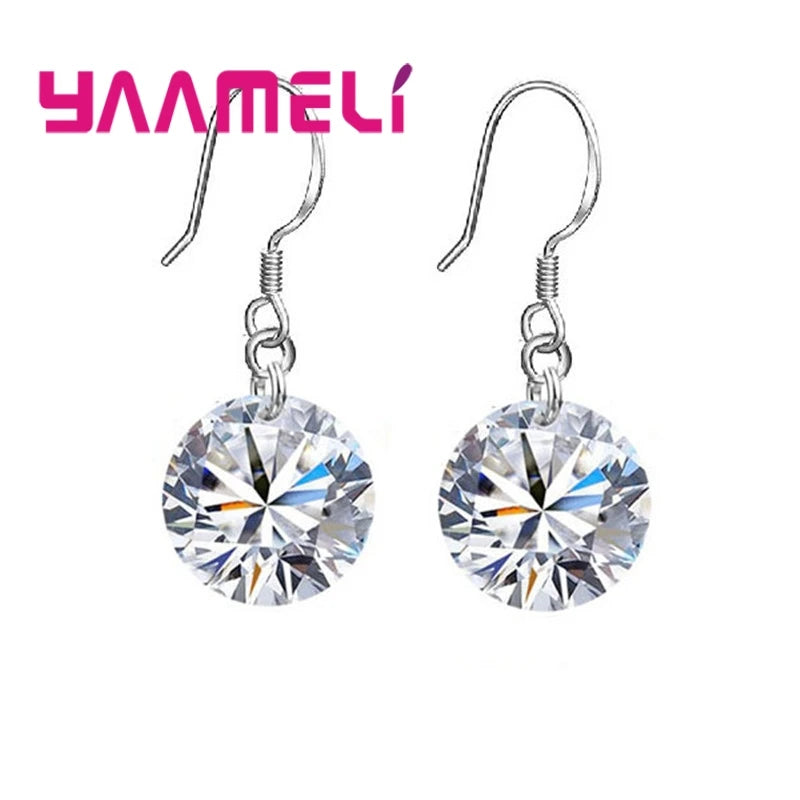 Bulk Sale Price 8 Colors Women Girls French Hook Earrings 925 Sterling Silver Color 8MM/10MM CZ Crystal Ball Jewelry 925 Stamped Qme