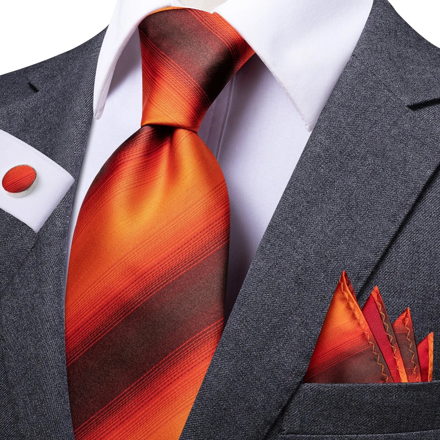 Men's Tie Set with Pocket Square, Colorful Striped Business Collection for Formal Suit Accessories Qme DPT-LDSN0023