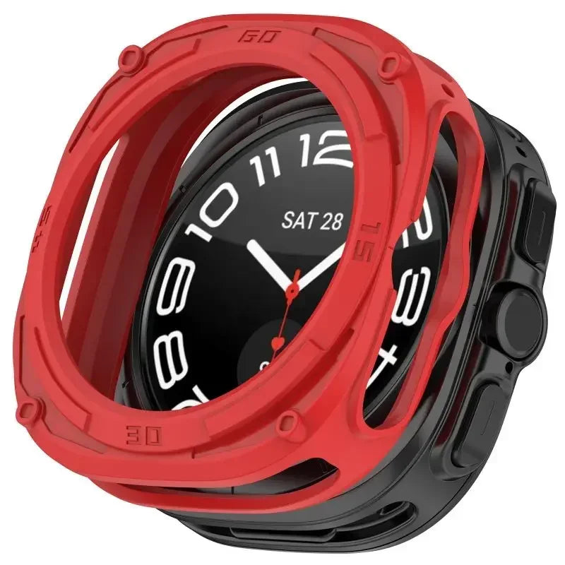 Silicone Case For Samsung Galaxy Watch 7 Ultra 47mm Protective Cover Shell Watch Strap Watch7 TPU Protector Box Accessories Qme Red Watch7 Ultra 47mm