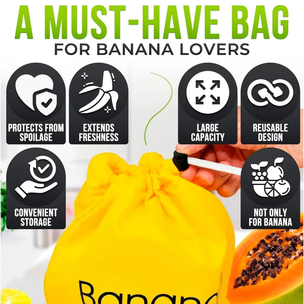 5/3/2/1Pcs Banana Preservation Bag Insulated aluminum film Fruit Vegetable Fresh-keep Pocket Drawstring Food Preservation Bag Qme