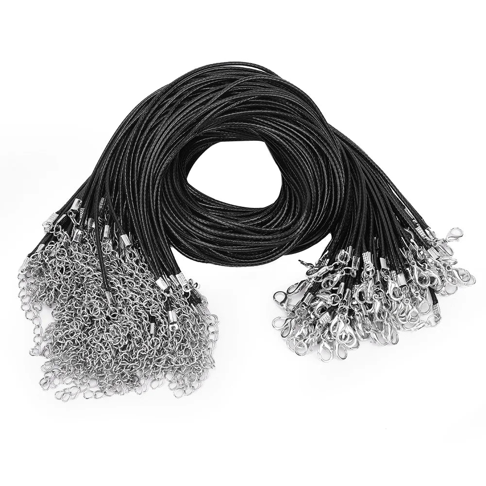 Leather Cord Leather Thread Lobster Clasp Wax Rope Waxed Thread Leather Cord Necklace DIY Jewelry Accessory Wax Rope Qme black
