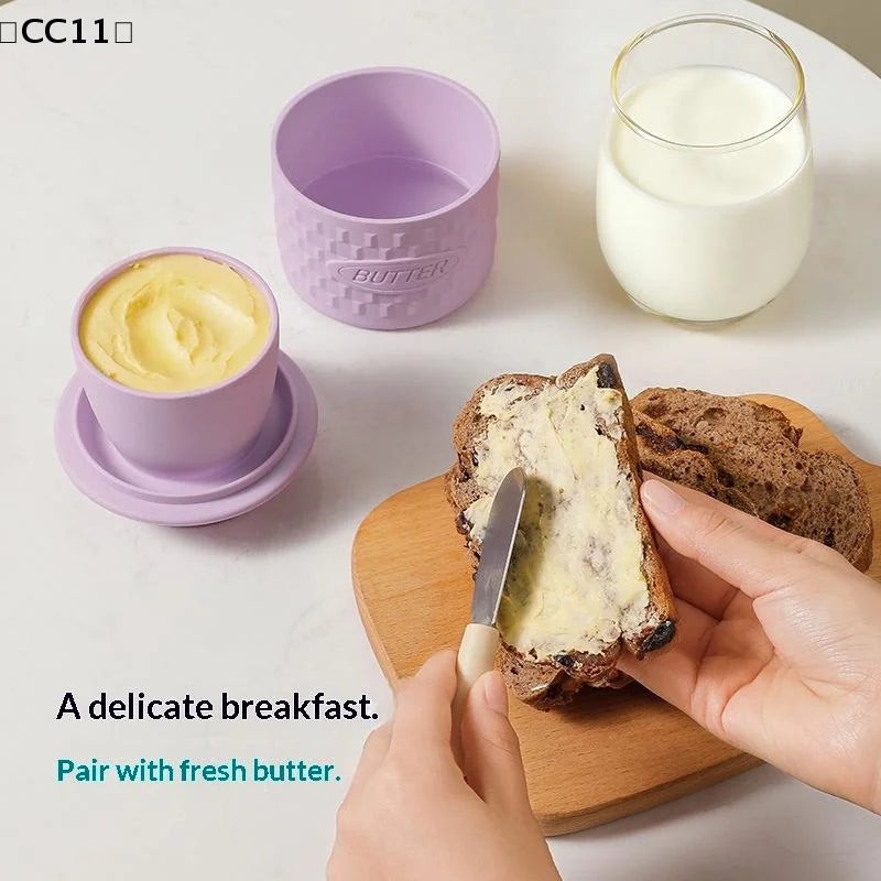 Silicone Butter Cheese Storage Crock Sealed Dustproof Covered Dish Qme