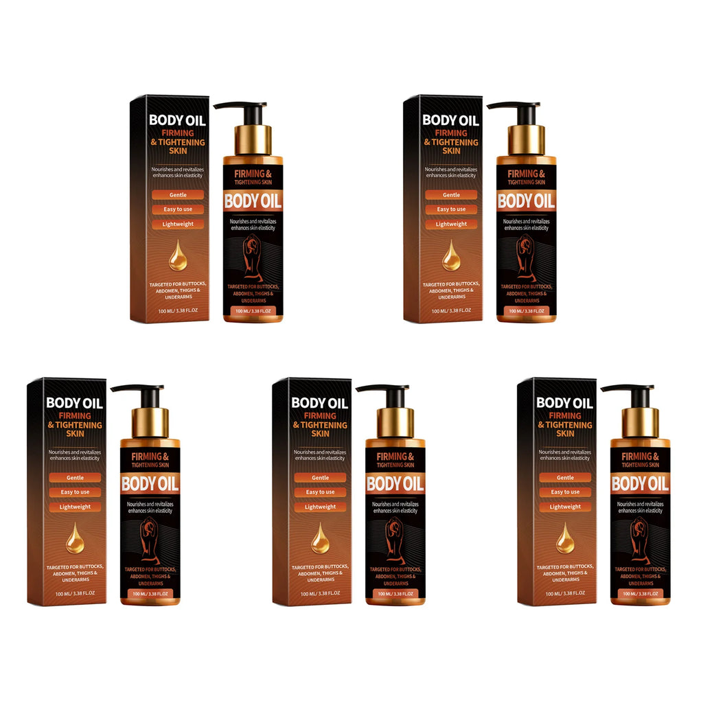 Firming Body Oil Lift Skin Improve Dry Brightening Nourishing Tightening Improve Sagging Smooth Skin Care Massage Essential Oil Qme 5 x 100ml Boxed