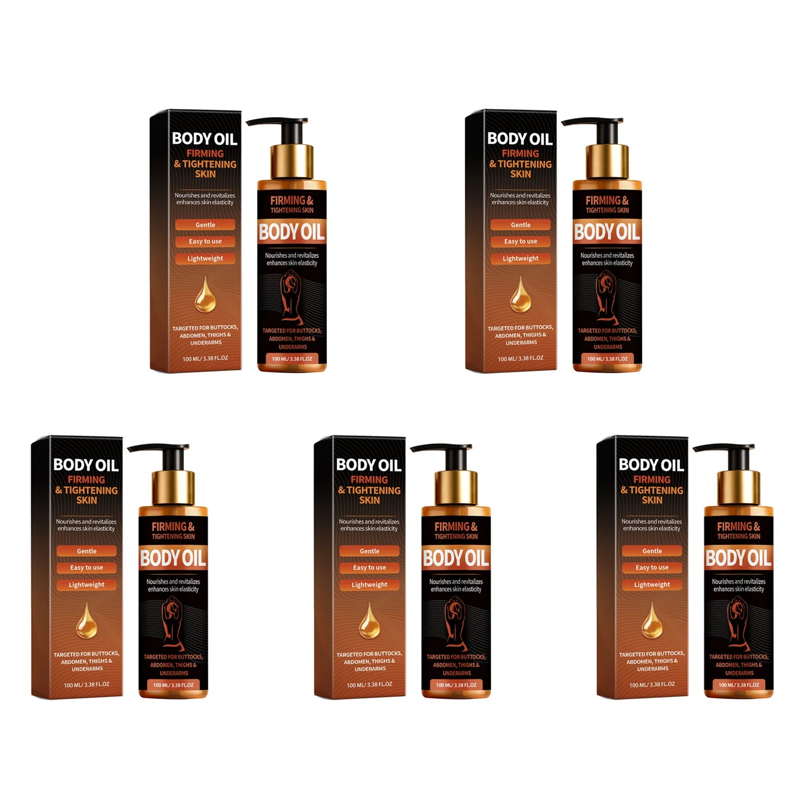 Firming Body Oil Lift Skin Improve Dry Brightening Nourishing Tightening Improve Sagging Smooth Skin Care Massage Essential Oil Qme 5 x 100ml Boxed