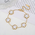 Light Luxury Stainless Steel Hot Sale Black and White Shell Five Leaf Flower Bracelet Simple Woman Fashion Daily Party Jewelry C Qme Bracelet 1