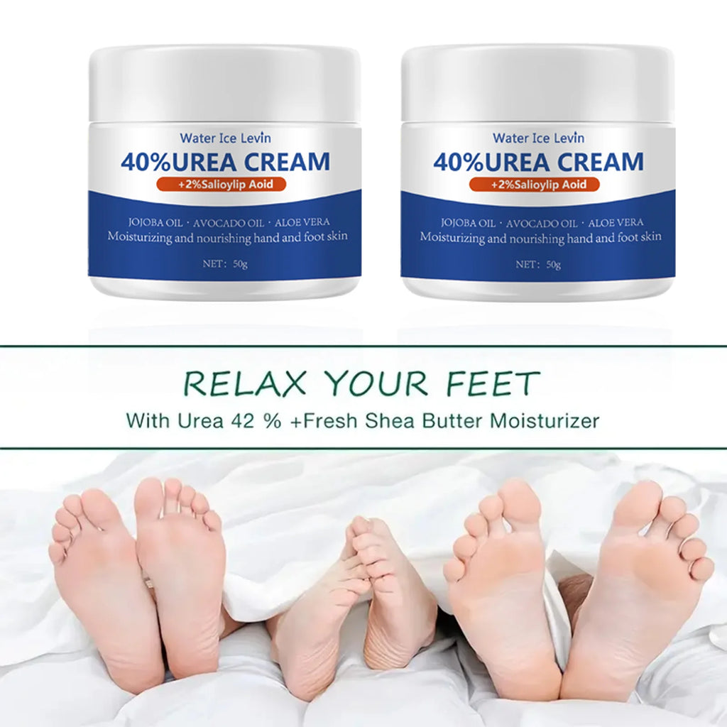 50g Ultra Moisturizing 40% Urea Aloe Vera Foot Cream to Soften Cracked Feet - Gentle Exfoliating Daily Foot Care Solution Qme