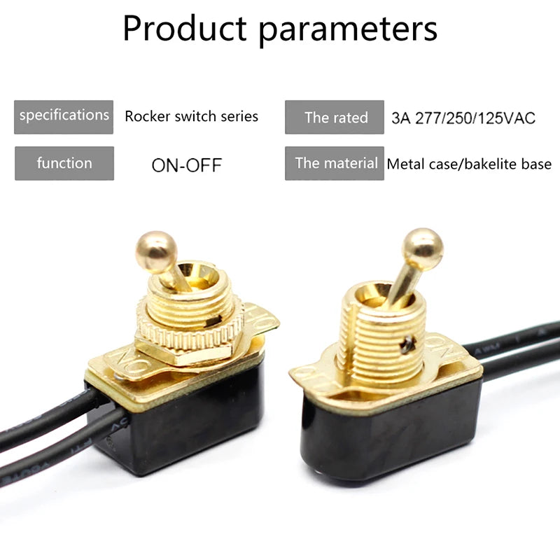 1Pc AC 250V 6A On/Off Prewired Standard Toggle Switch With Wire Cable MT-2021 SPST Contacts Switch Electrical Equipment. Qme