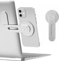 Magnetic Laptop Phone Holder Computer Monitor Side Cell Phone Slim& Foldable For iPhone 14/13/12 Series Case and All Phone Qme Silver