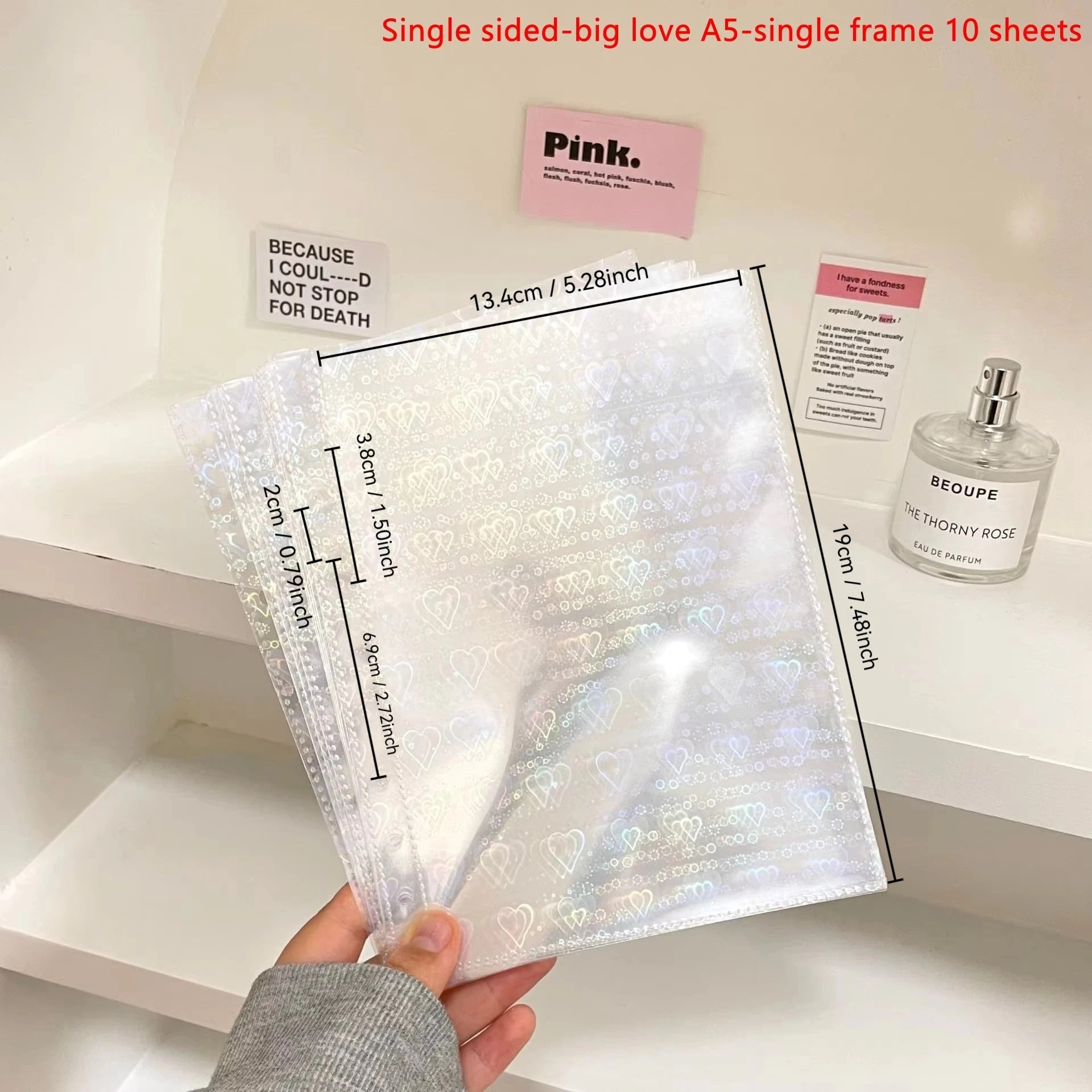 10Pcs/set Pockets Grids Photo Album A5 Inner Page Photocard Binder Photo Sleeve 6 Ring Refill Inner Page Photocard Kpop Qme heart A5-1 grid