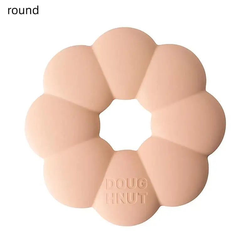 Multipurpose Pot Mat Heat Resistant Coaster Donuts Shape Silicone Qme round Pink