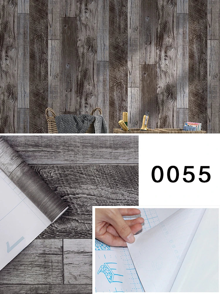 Vintage Self Adhesive Wood Wallpaper Natural Wood-dark Grey Contact Qme Extra Thick 005 10mx45cm