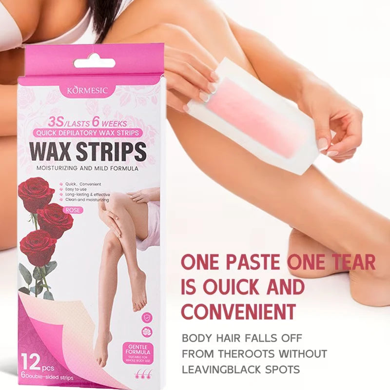 Depilatory Wax Strips Waxing Women Men Face Leg Arm Body Gentle Qme
