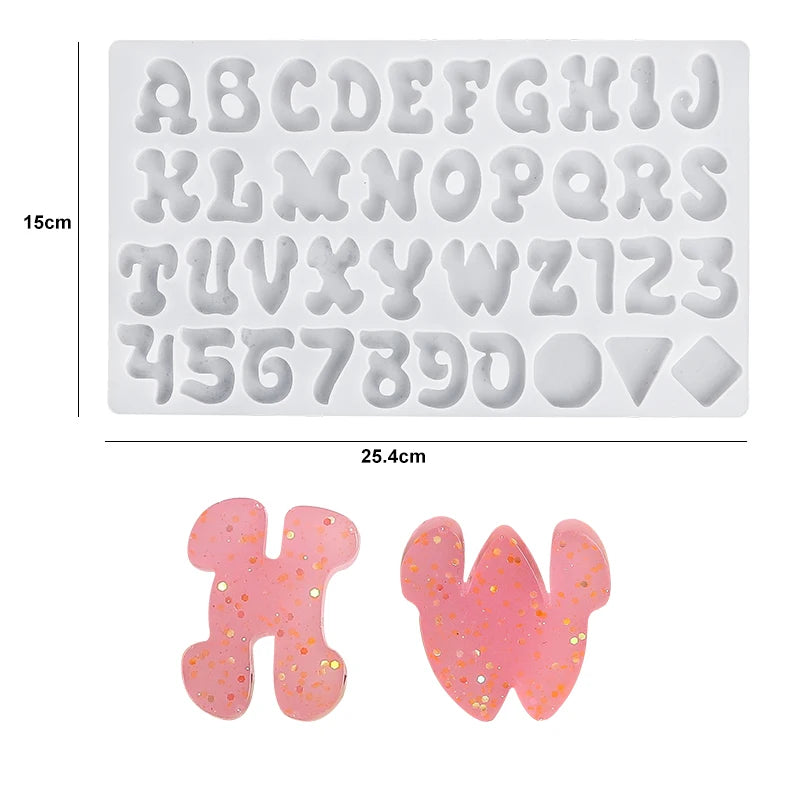 Alphabet Resin Silicone Mould Resin Letter Number Molds Alphabet Keychain Molds for DIY Keychain Jewelry Pendant Making Qme 8