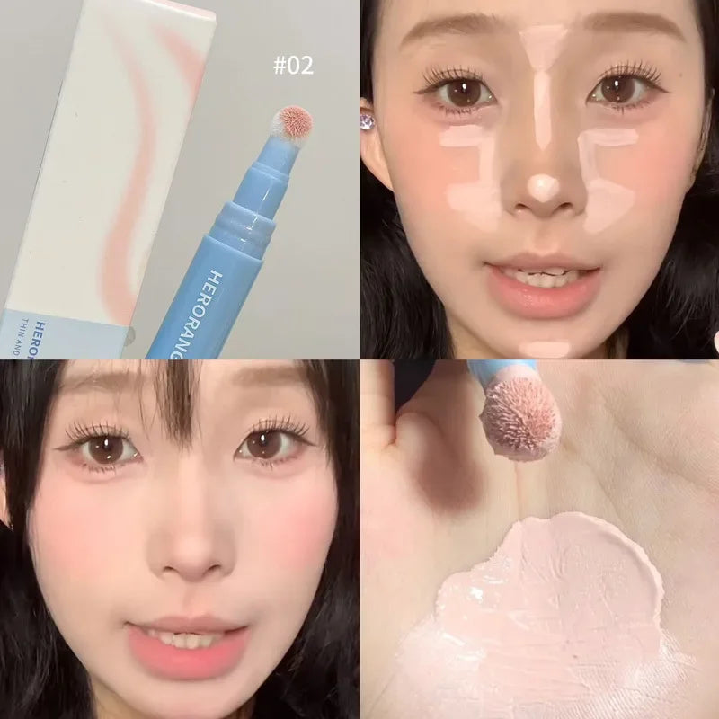 Soft Plush Head Concealer Pen Detail Covering Dark Circles Even Skin Tone Brightening Oil Control Foundation Face Holding Makeup Qme 02