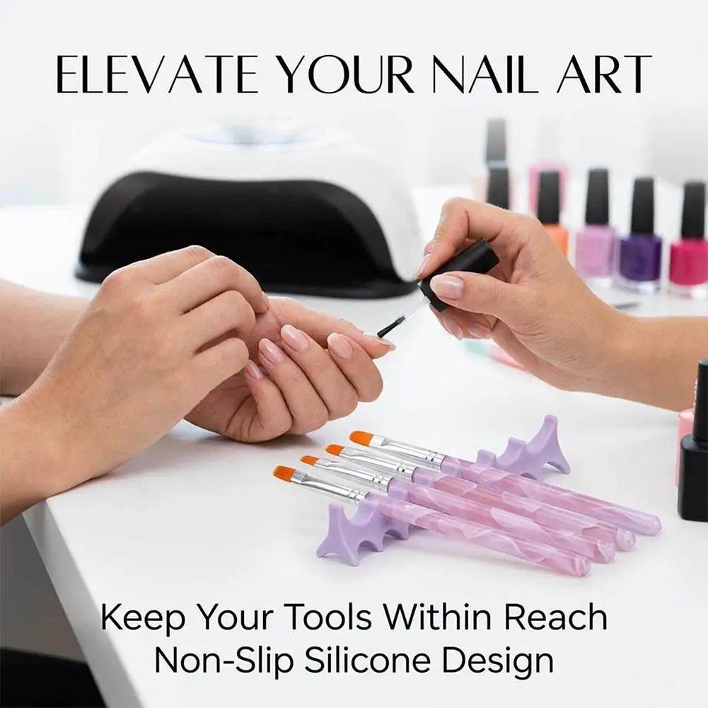 Soft Silicone Nail Pen Holder Brush Rack Shelf UV Gel Brush Display Stand Makeup Painting Pen Rest Organizer Stander Manicure Qme