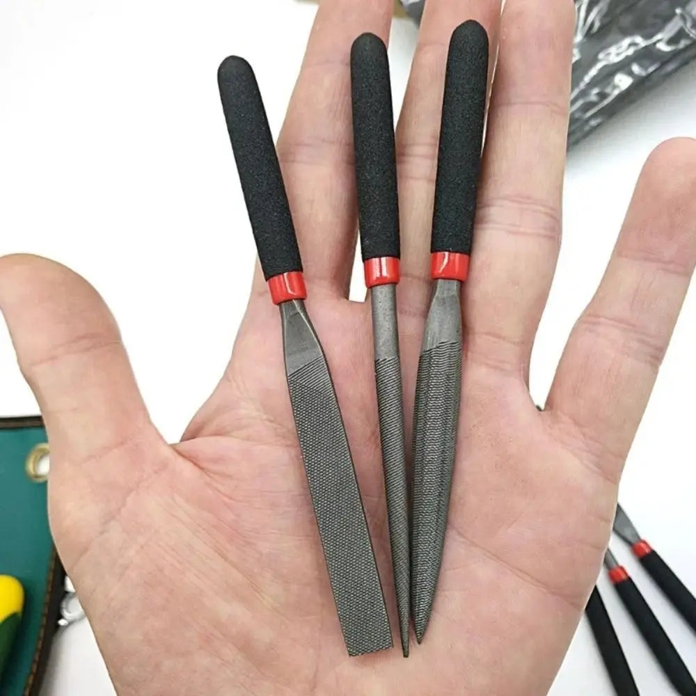 Set Hand Tool Small Steel Files Craft Carpentry Tools Needle Flat File Flat File 118mm Length Needle Filing Metal Qme 3pcs