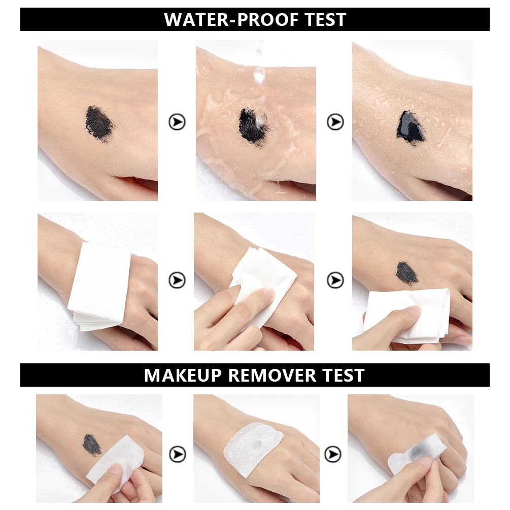 QIBEST 4D Silk Fiber Eyelash Mascara 2PCS Sets Waterproof Black Mascara Eyelash Extension Thick Lift Lengthening Lasting Makeup Qme