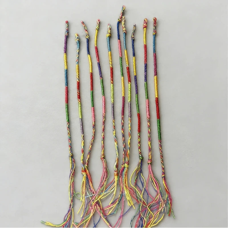 Multicolor Bracelets Rope Rainbow Mix Braid Tassel Bracelet Women Men Qme Random color 10Pcs