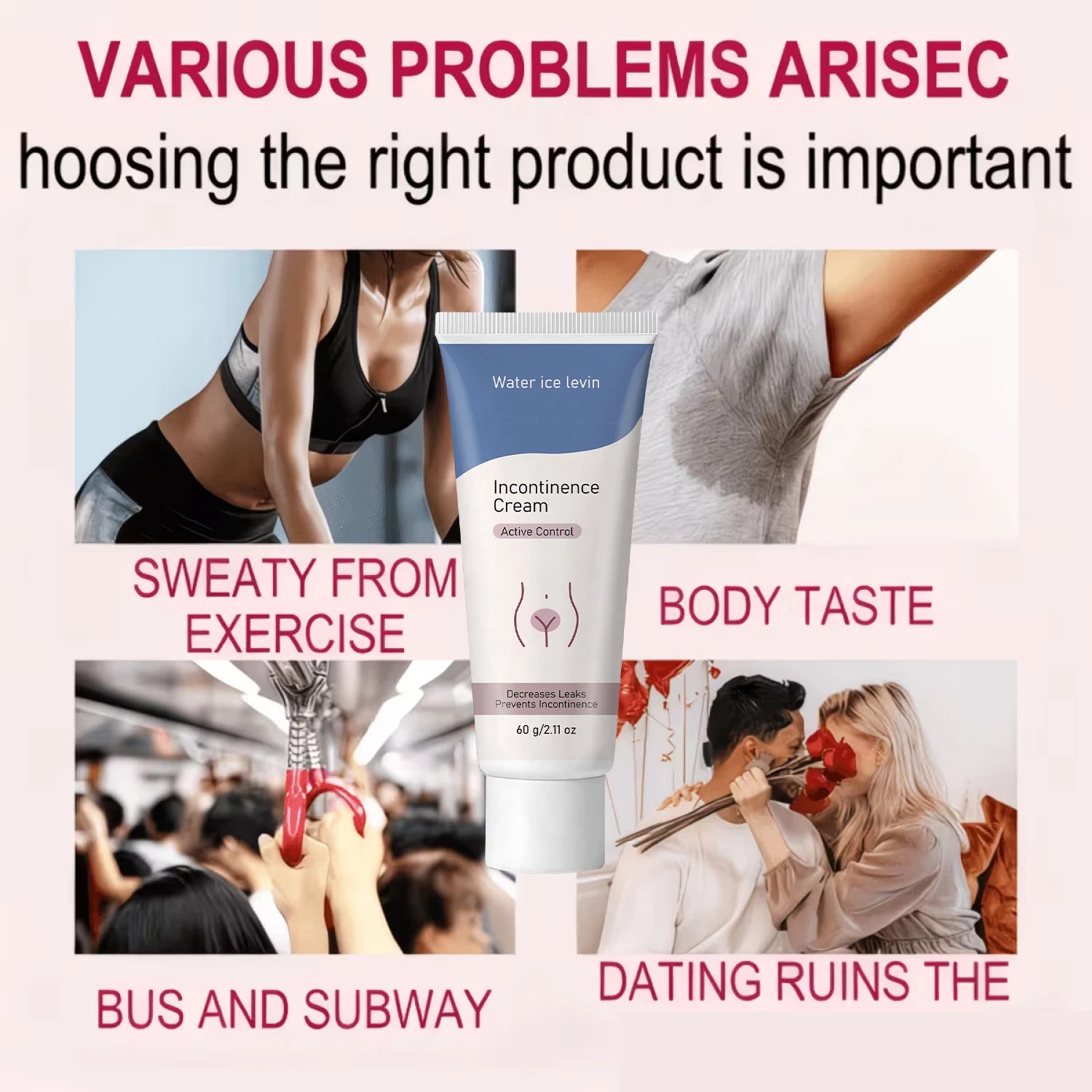 Active Control Incontinence Care Cream with Collagen, Gentle Moisturizing Intimate Skin Cream Qme