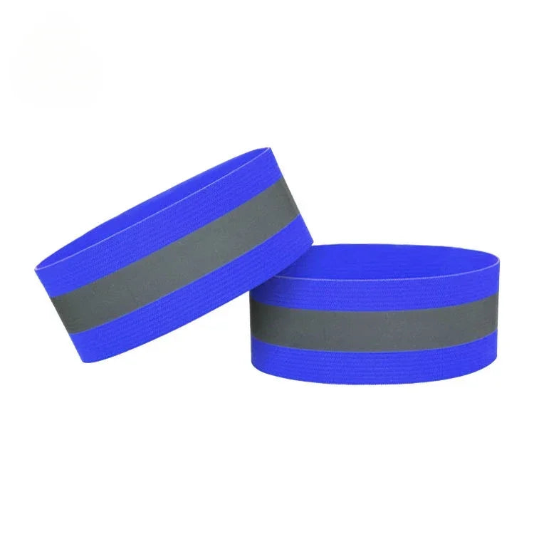 Outdoor Sports Night Running Cycling Jogging Elasticated Reflective Safety Arm Band Wristband Warning Reflector Tape Qme blue 4x35CM 10pcs