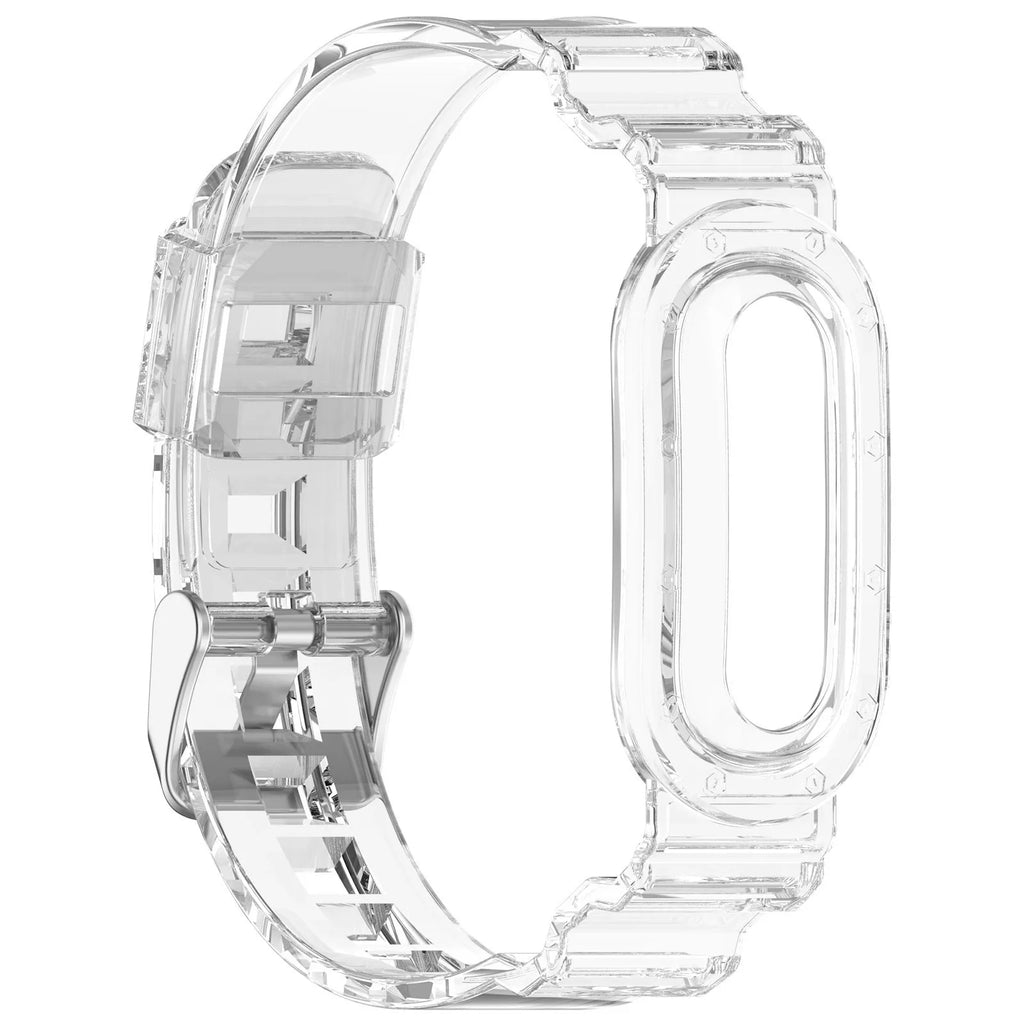 TPU Transparent Adjustable Wristband for Google Fitbit Air Fitness Tracker Watch Band Sweatproof Waterproof for Men Women Qme WHITE