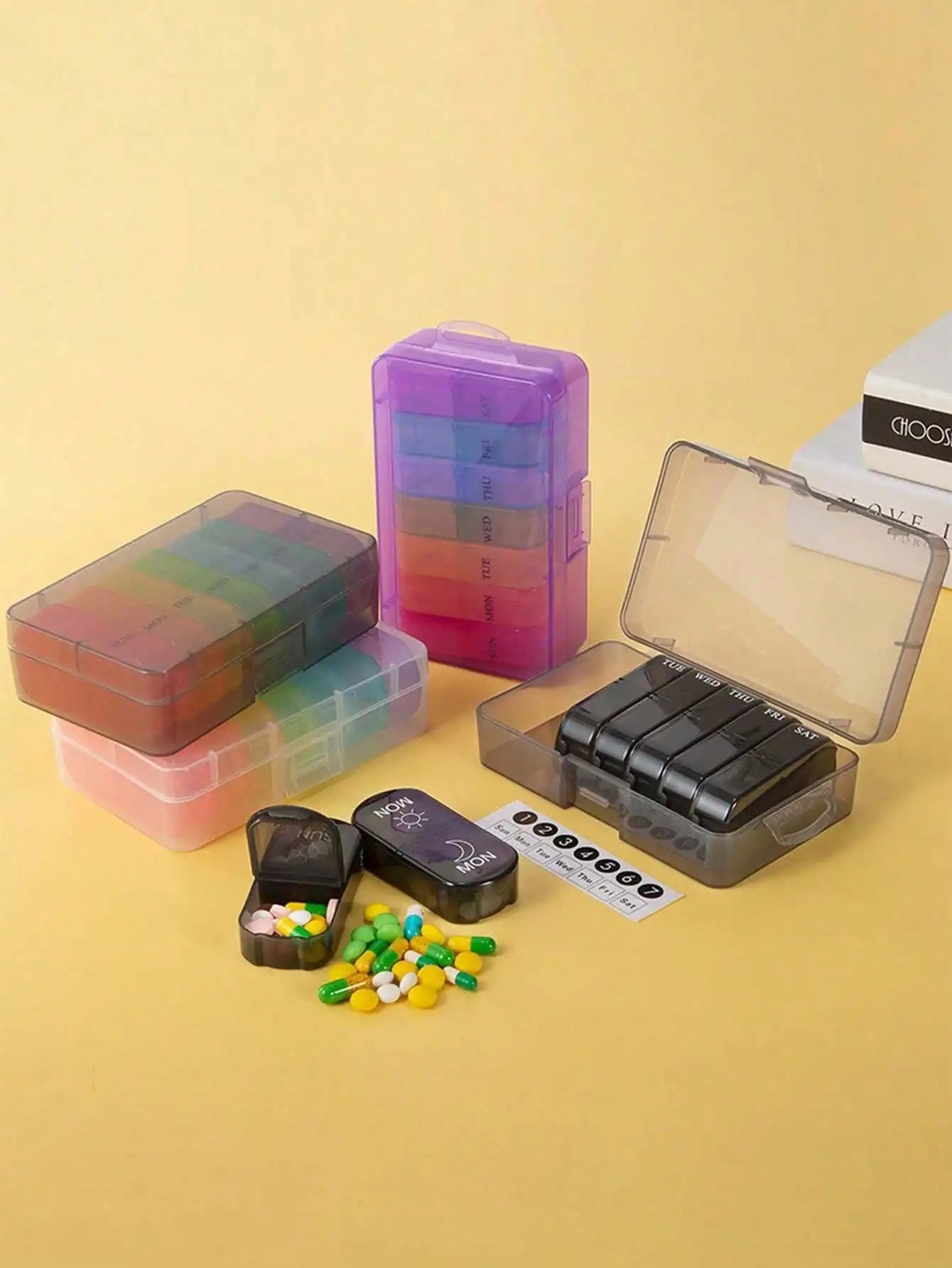 Travel Pill Box Organizer Portable Daily Case Small Weekly Pocket Qme
