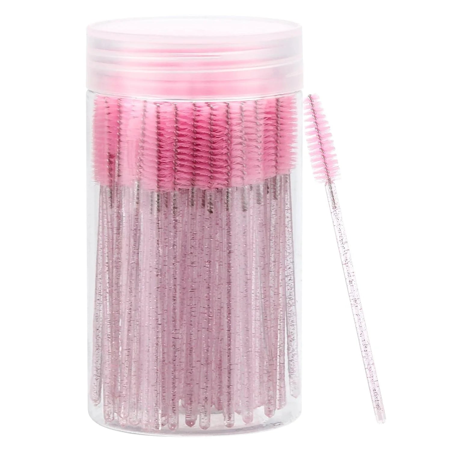 50 Disposable Eye Black Sticks Crystal Eyebrow Bobbin Brush Extending Qme pink