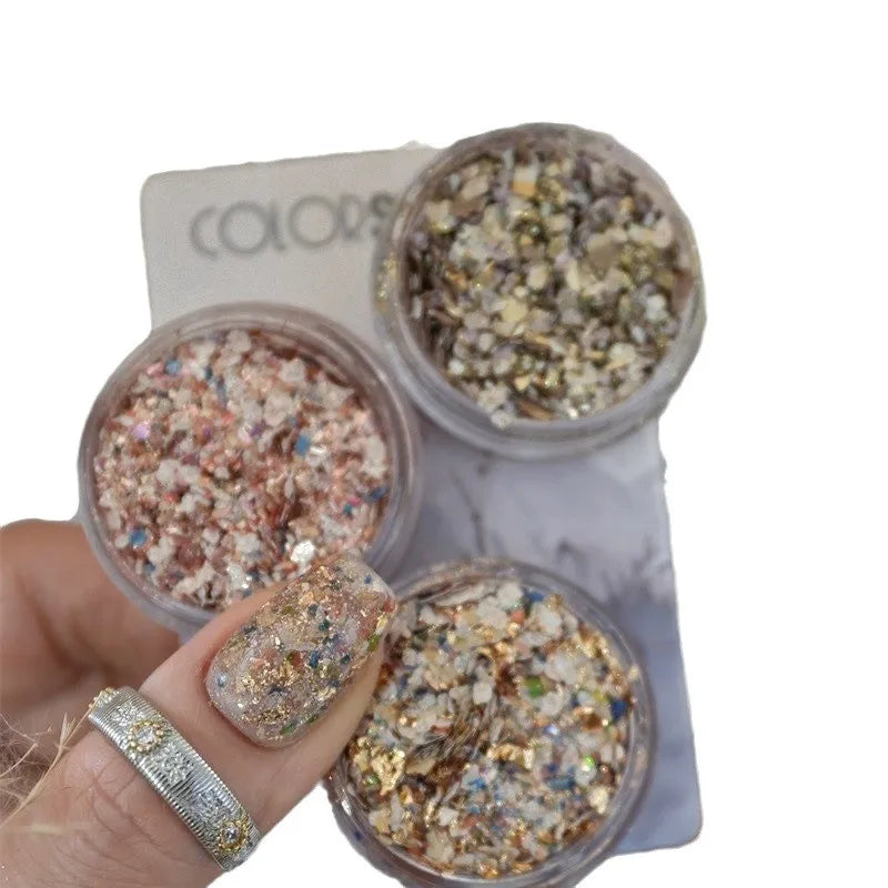 1box Colorful Chips Bh Bay Chips, Shell Chips For Nail Art, Colorful Chips, White Gold Foil Decor & Rhinestone Accessory DIY Nai Qme