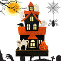 Haunted House Figurine Halloween Themed Table Topper Wooden Spooky Qme 03 China Mainland