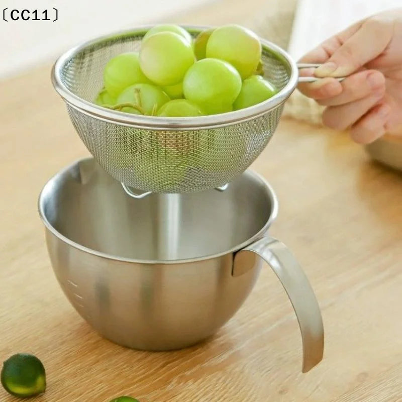 1 2 3 Stainless Steel Mixing Bowl Scale Handle Filter Multi Qme