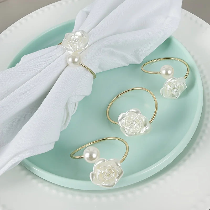 Home Kitchen Dining Pearl Rose Napkin Ring Qme
