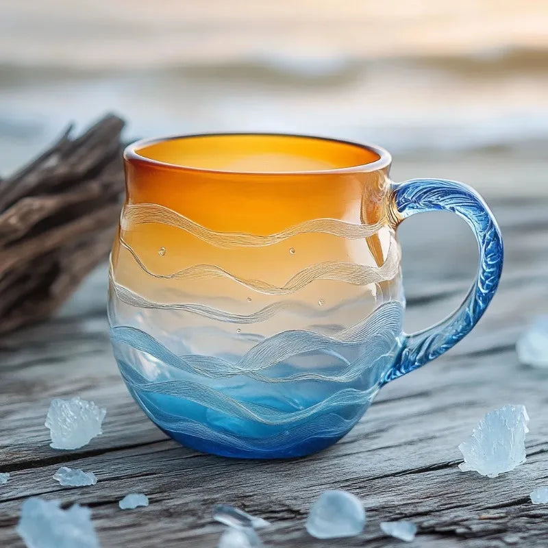 Sea Glass Sunset Borosilicate Ocean Cup Cloud Qme