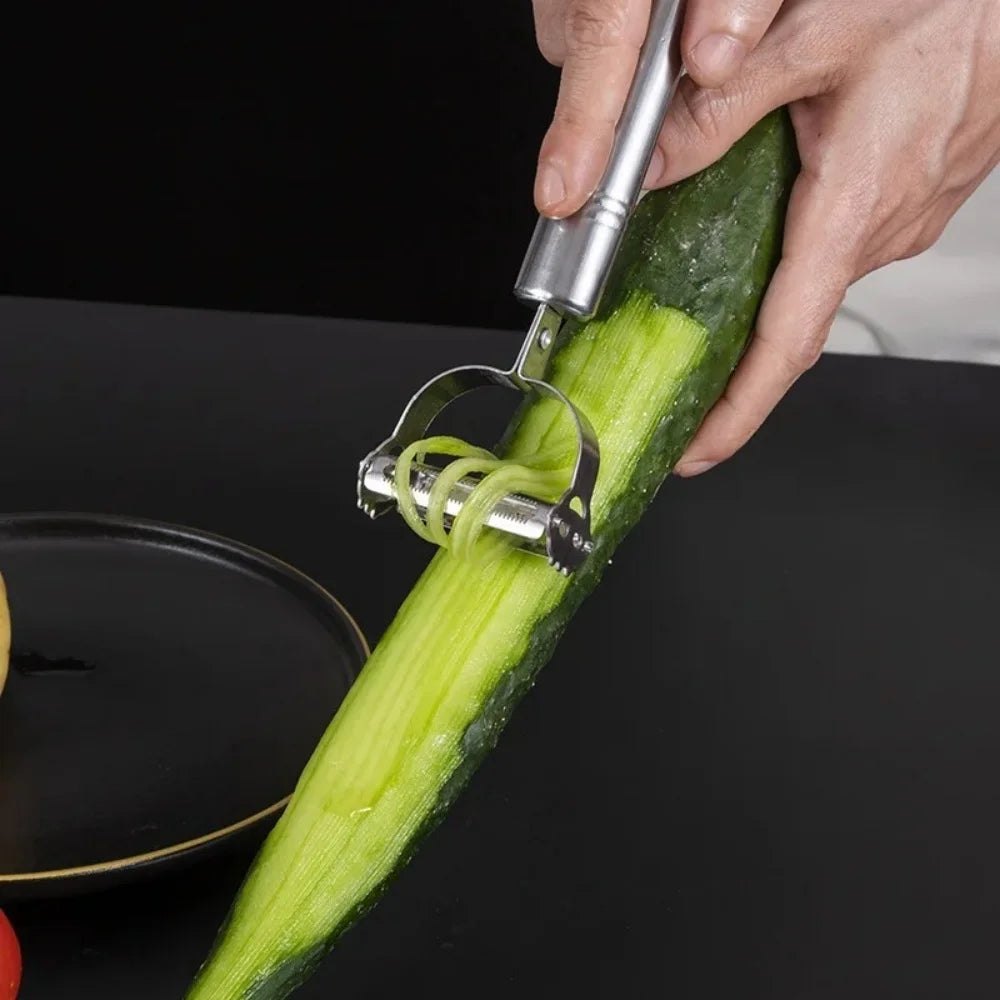 Kitchen Vegetable Peeler Stainless Steel Melon Planer Double-Head Peeler Household Multiple-Function Fruit Vegetable Skin Peeler Qme