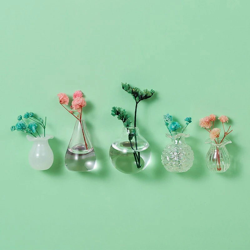 Mini Glass Vase Fridge Magnet DIY Porcelain Vase Flowers Refrigerator Message Sticker Plant Magnet Green Gift Kitchen Qme