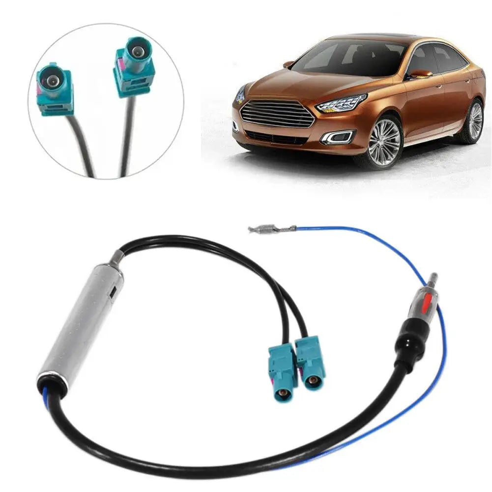 NEW FM Audio- Cable Dual Fakra-Din Aerial Antenna Adapter for VW Car Accessories Vehicle Radio Stereo Antenna with Amplifier Qme