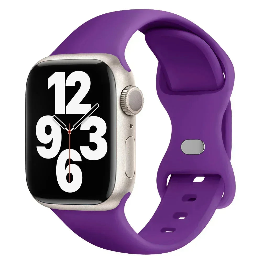 Silicone Band for Apple Watch 10 9 8 7 6 5 4 3 SE Strap for IWatch Ultra 2 49mm 45mm 41mm 40mm 44mm 38mm 42mm 46mm Qme Dark Purple 42 44 45 49 S10-46mS