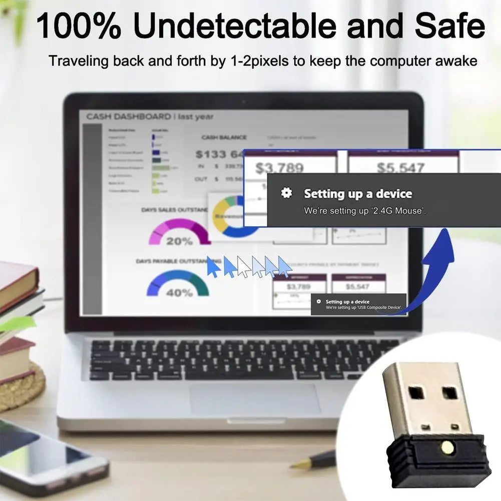 NEW USB Undetectable Automatic Computer Mouse Computer Movement Jiggler Keeps Simulate Mouse Awake Mover Shaker Qme