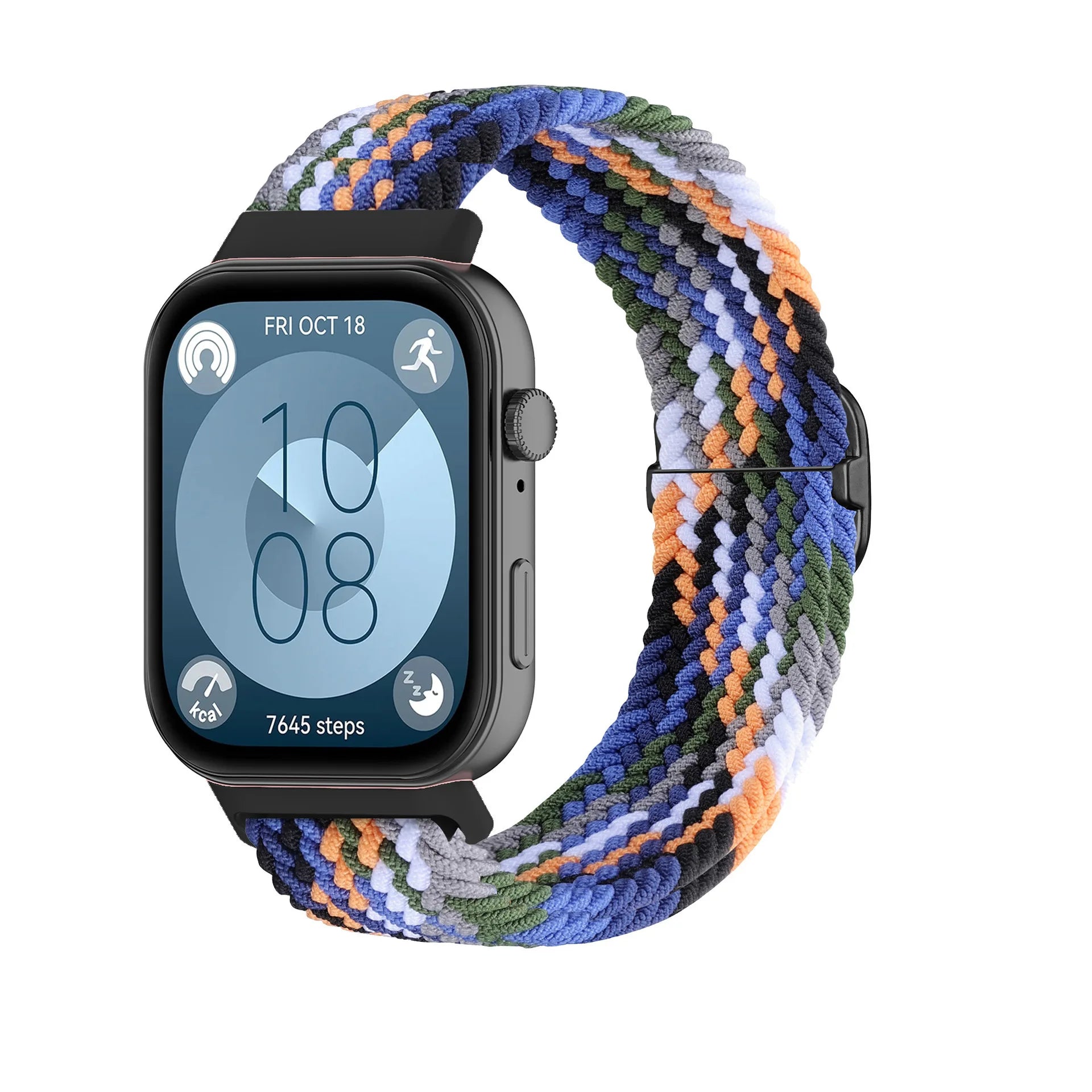 A Adjustable Comfort Nylon Woven Watch Strap with Stylish Metal Buckle Breathable Replacement Band for Huawei Smartwatch Qme denim black buckle