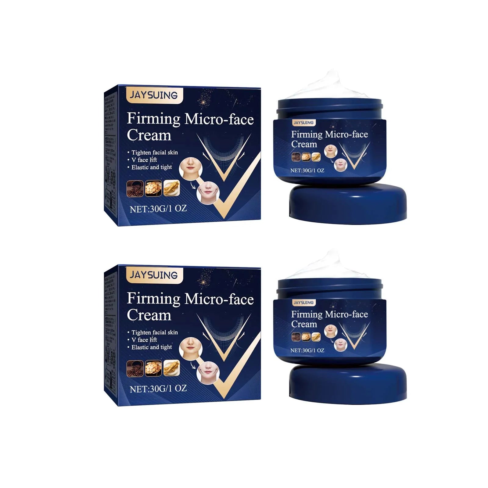 V-Shape Slimming Cream Tighten Mandibular Line Double Chin Lift Firming Face Fat Burning Massage V Face Cream Facial Skin Care Qme 2Pcs