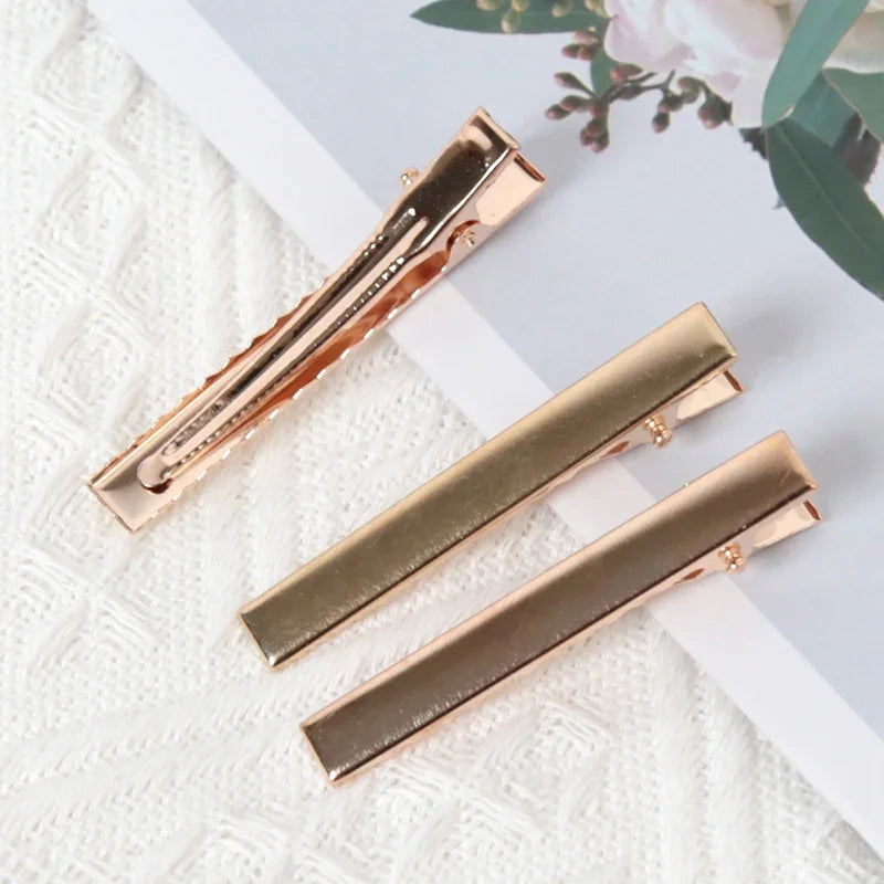 Hair Alligator Metal Clips Duckbill Blank Setting Base DIY Hairpins Qme