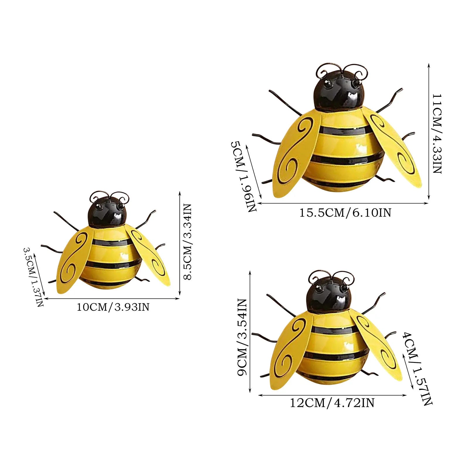 4PCS Simulated Bumble Bee Art Set Garden Sculptures for Patio Yard Outdoor Decoration Plant Flower Pot Realism Ornaments Qme