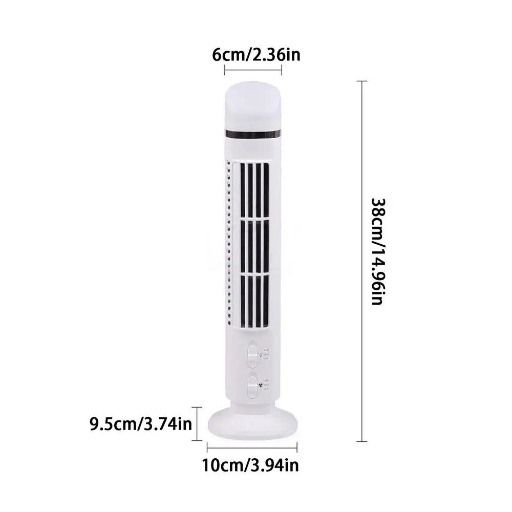 Tower Fan for Bedroom 2-Speed Quiet USB/Battery with Nightlight Portable High Velocity Tower Fan for Bedside Living Room Kitchen Qme White