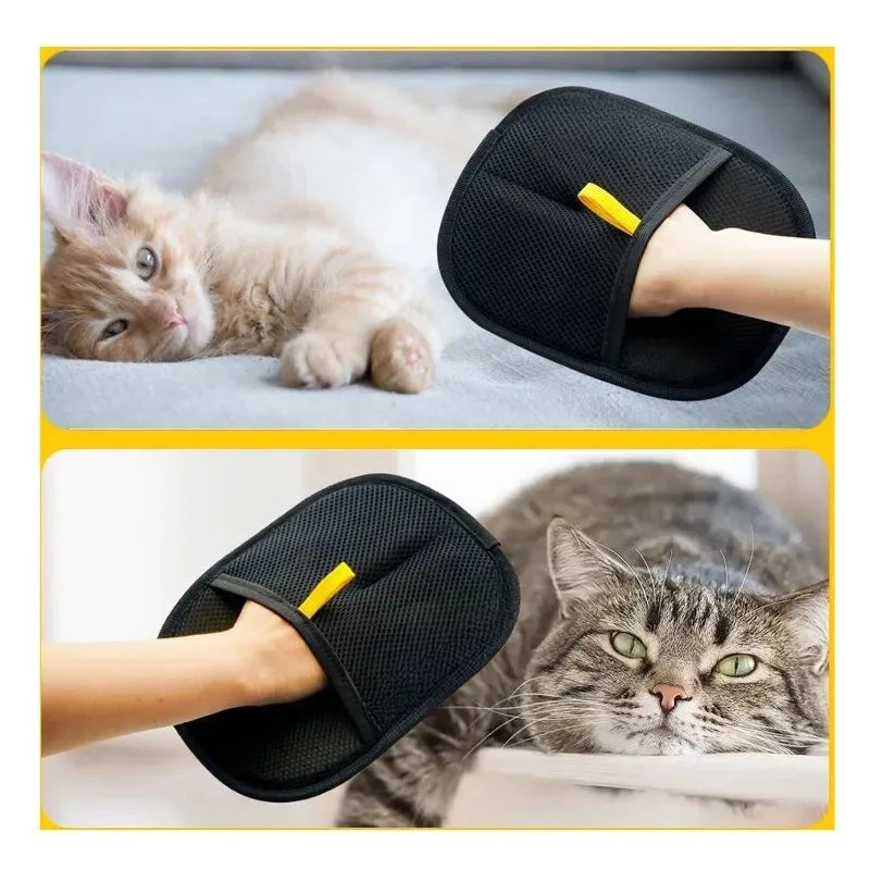 A Double-Sided Pet Grooming Gloves for Cats And Dogs - Kitten Cleaning Tool Dog Deshedding Brush Pet Hair Removal Pet Supplies Qme