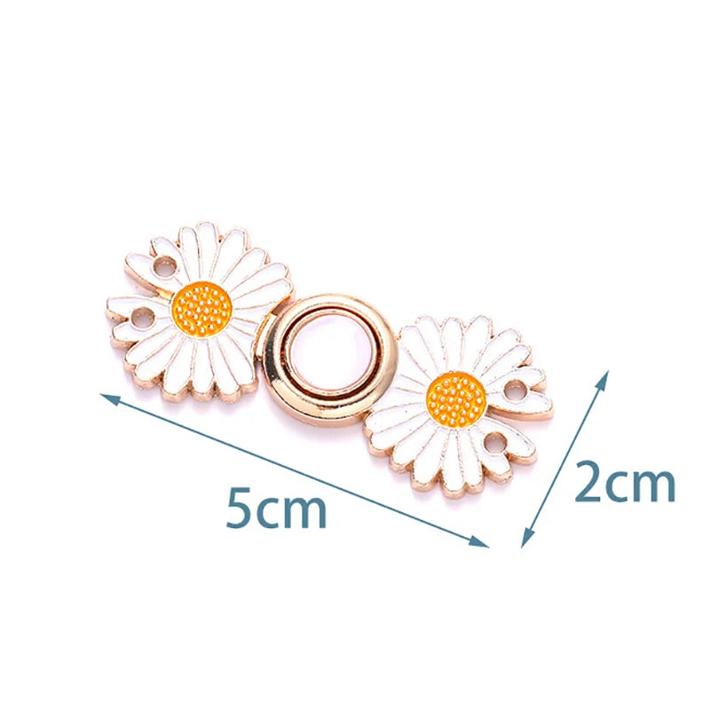 Reusable Metal Flower Buttons Pearl Snap Fastener Pants Pin Retractable Sewing-on Buckles for Jeans Fit Reduce Waist Accessories Qme