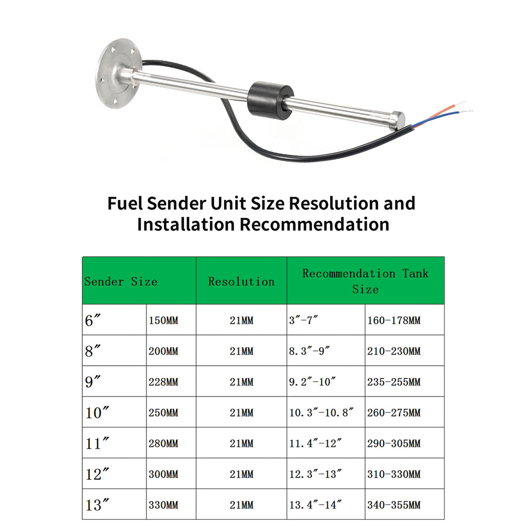 Marine Fuel Sending Unit Boat Fuel Tank Sender Fuel Water Level Sensor Stainless Steel Fuel Sender Unit 240-33ohm Qme