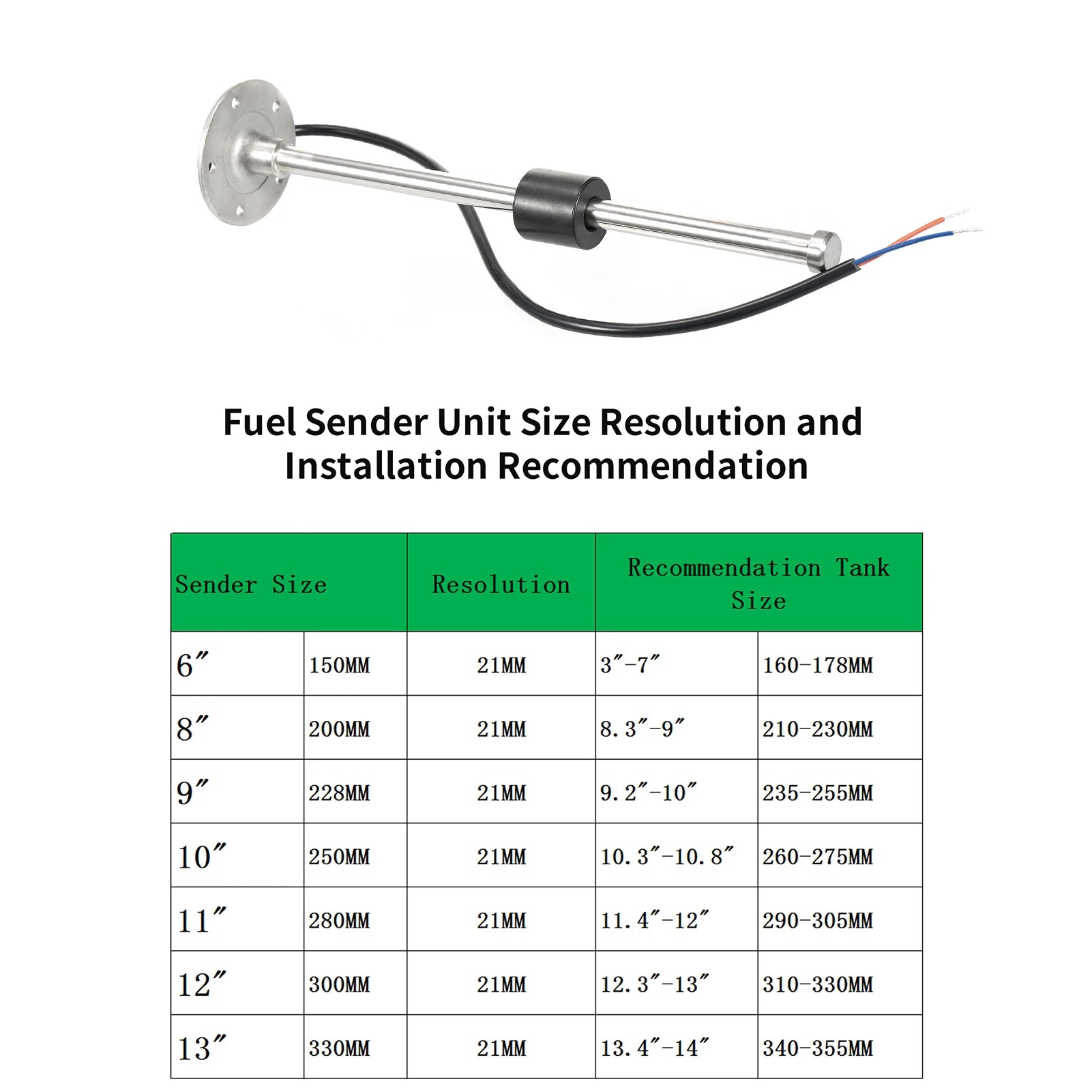 Marine Fuel Sending Unit Boat Fuel Tank Sender Fuel Water Level Sensor Stainless Steel Fuel Sender Unit 240-33ohm Qme