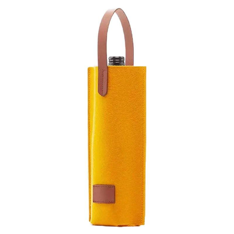 Wine Cooler Lovers Wedding Bag Felt Single Bottle Insulated Tote Qme Yellow