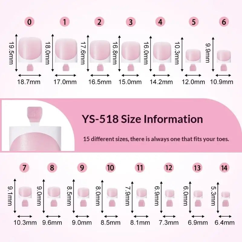 Easy Application Square Matte Full Cover Toe Nail Tips Pedicures Qme